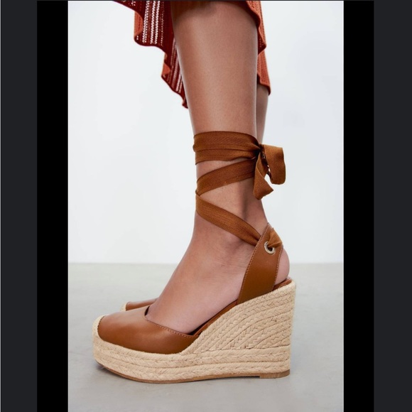 Zara lace up wedge sandals - Picture 6 of 15